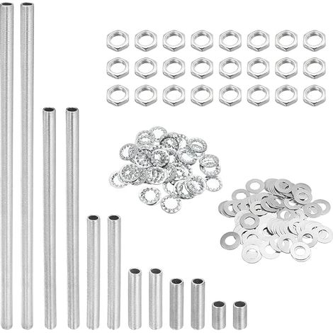 Tige Filetée Creuse pour Lampe Trousse avec Encoches Écrous Rondelles 1/8IP Filetage Fixations Assortiment pour Luminaire Plafonnier Réparation Assemblage (1/5)