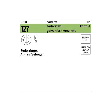 DIN 127 Federst. A 16 galvanisch verzinkt gal Zn K 250 Stk