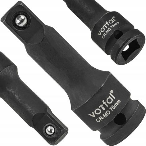 EXTENSI脫N DE IMPACTO 1/2" 75 MM LLAVE DE IMPACTO CASQUILLO ADAPTADOR ACERO CR-MO (1/4)