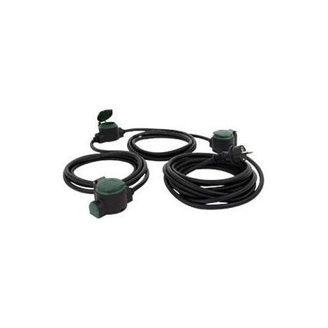 FP – Rallonge 10 m H07RN-F 3x1,5 mm² – 3 prises avec protection IP44 – Couvercles auto-fermants – Pour espaces extérieurs