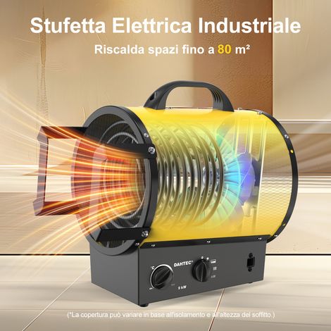 DAHTEC Riscaldatore industriale portatile 9000W GIALLO - Termoventilatore con maniglia, termostato e protezione dal surriscaldamento - Ideale per cantiere, garage e casa (1/5)