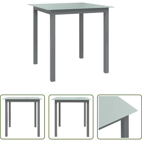 Table extérieure - Table de jardin Gris clair 80x80x74 cm Aluminium et verre (1/5)