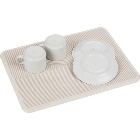 Abtropfmatte aus Kieselgur für die Küche, schnelltrocknend, beige, mit wasserabsorbierenden Silikonfüßen, 40 x 30 x 0,9 cm