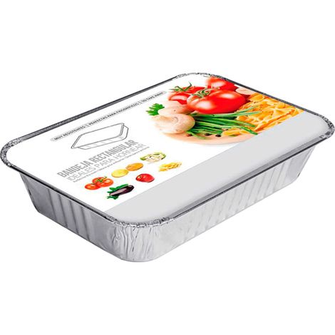 Bandejas planas, fabricadas en aluminio resistente, versátiles para cocinar y servir, 21,9 x 15,8 x 3,8 cm, juego de 8 (1/2)
