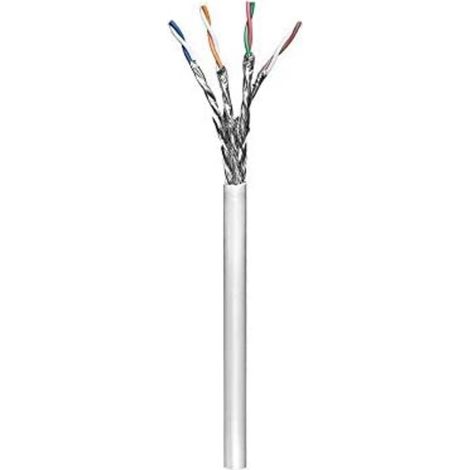 CAT 6 Netzwerkkabel, S/FTP (PiMF), grau, Kupferkaschierter Aluminiumleiter (CCA), AWG 26/7, PVC-Kabelmantel. Kabellänge 305 m