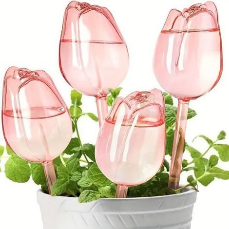 Lot de 4 Boule d'arrosage, PVC transparent, auto-arrosage lent, 24x6,5 cm, plantes en pot intérieur (1/5)