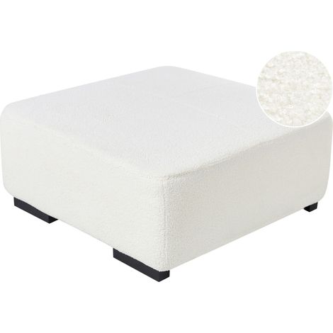 Ottomana moderna quadrata in tessuto boucle 80 x 80 x 35 cm Soggiorno Bianco Lungo