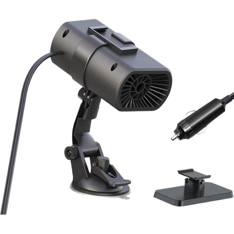 Chauffage de voiture portable 12 V avec dégivreur de pare brise et déshumidificateur 2 en 1 avec ventilateur et ventouse pour camion camping car et voiture en hiver (1/5)
