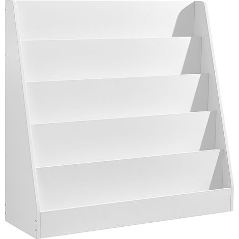 Étagère à Livres pour Enfants, Bibliothèque à 5 Niveaux, Présentoir Albums Illustrés, pour Chambre d’Enfant, Espace Lecture, 30 x 80 x 80 cm, Blanc (1/5)
