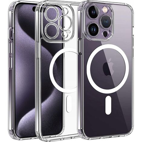 Funda para iPhone 15 Pro REFORZADA MAGSAFE ANTICHOQUES, TRANSPARENTE + Cristal (1/5)