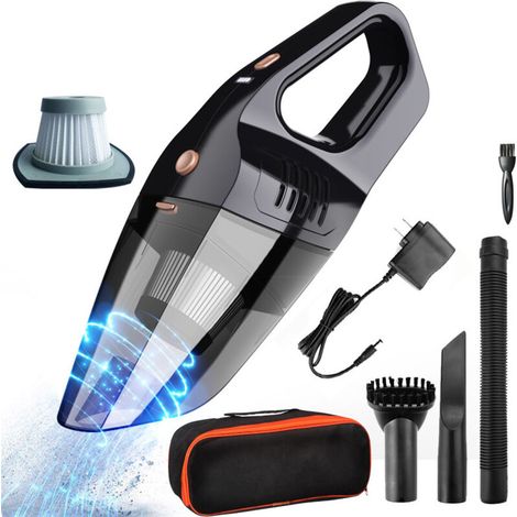 Aspirateur de voiture maison voiture sans fil voiture de poche voiture sec et humide double usage haute puissance rechargeable portable noir réglementation européenne (1/5)