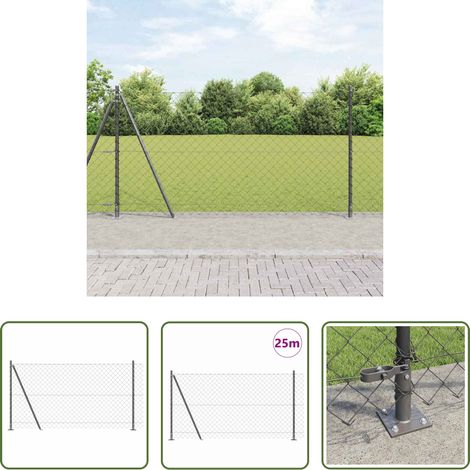 vidaXL Clôture en acier - Poteau de clôture. Gris 25 x 1,2 m (maille 60 x 60 mm) (1/5)