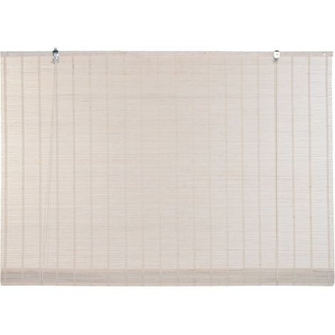 Store enrouleur bambou 120x230cm – Roulable – Verni blanc – Système d'attache inclus – Pour fenêtres et vérandas – Dkd Home Decor (1/5)