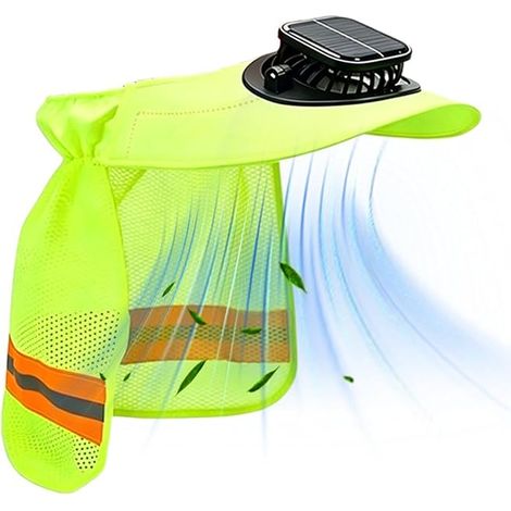 Casque de chantier ventilé avec visière solaire à large bord et protection réfléchissante Imperméable, séchage rapide, fibre de polyester 270 g, alimentation solaire, refroidissement de la nuque, idé (1/5)