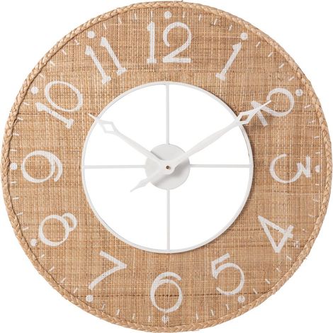 Horloge Murale Déco "Sodi" 60cm Naturel & Blanc