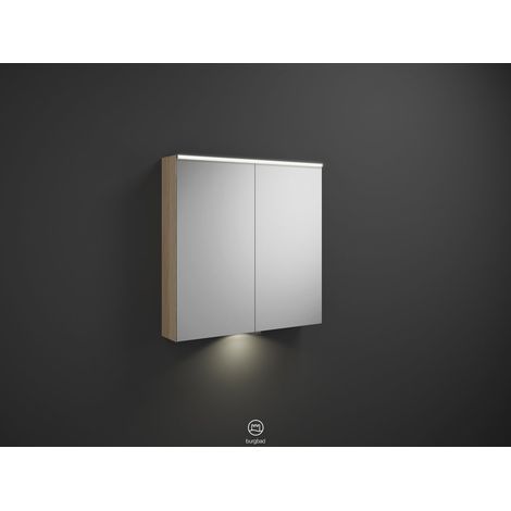 Armoire à miroir Burg Eqio 800x800x170, décor chêne cachemire