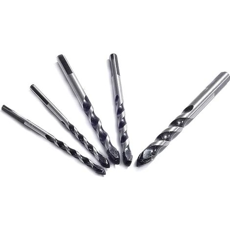 Juego de 5 brocas multimateriales Katur para azulejos, hormigón, ladrillo, vidrio, plástico y madera de 6/8/10/12 mm (Negro) (1/5)