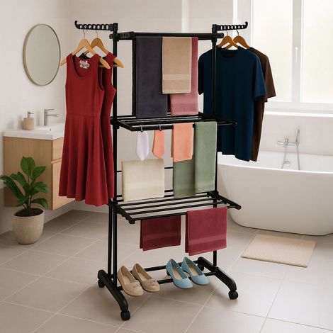 Sechoir a linge roulant avec ailes pliables (1/5)