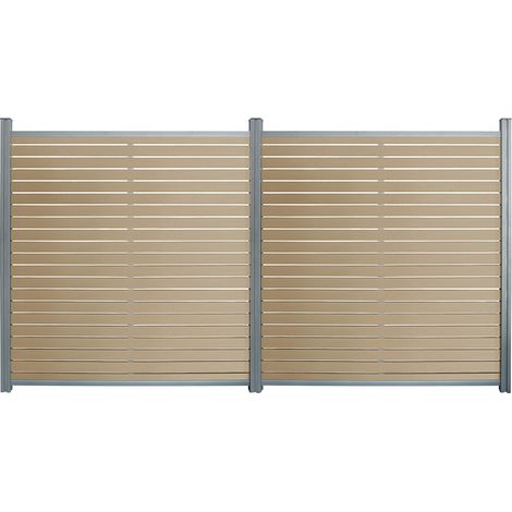 HOME DELUXE WPC Sichtschutzzaun ALIRA Teak - 2 x Element + 3 x Pfosten Sichtschutz, Zaunelement, Gartenzaun, Zaunblende, Lamellenzaun, Windschutz Sichtschutz, WPC Sichtschutzzaun, Sichtschutzzaun WP