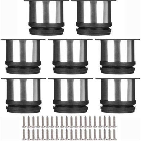 Selected Lot de 8 Pieds de Meubles, Pied Cuisine Réglables Ø 50 mm/Hauteur 50 mm Ronds Métal Acier Inoxydable Canapé Jambe Table Pieds (1/4)