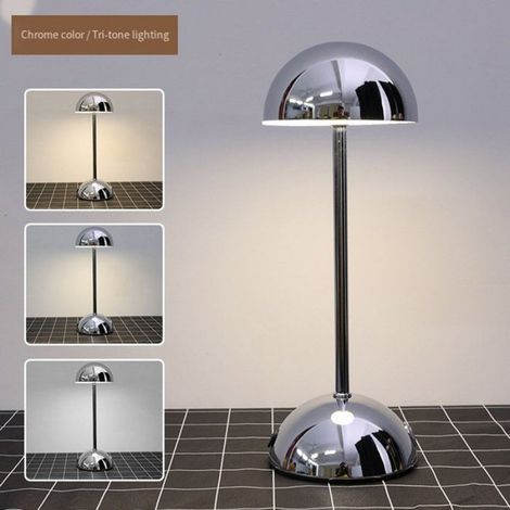 Lampe De Table - LED Rechargeable - 3 Couleurs - Pour Restaurant Bar Café Hôtel Chambre - 1800 mAh - Métal - Rouge (1/5)