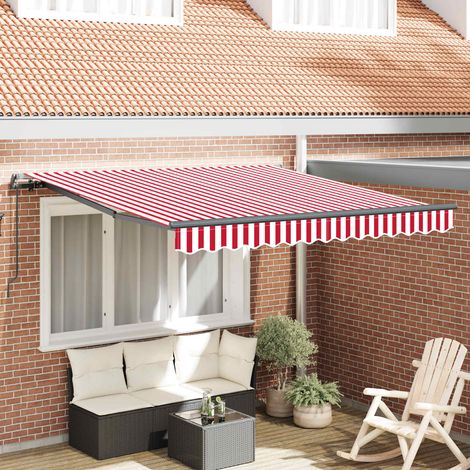 Toldo Retráctil Rojo y 350 x 250 cm Poliéster y Acero