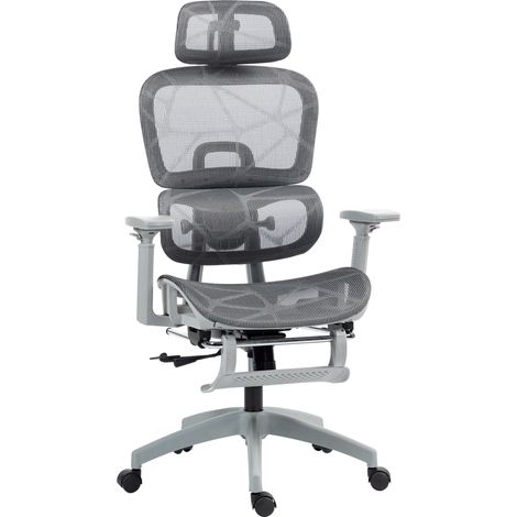 Fauteuil de bureau ergonomique Lurevia confort optimal soutien lombaire appui-tête ajustable maille respirante gris