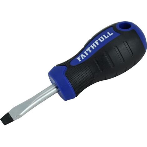 Faithfull Soft Grip Stubby Screwdriver Flared Slotted Tip 6.5 x 38mm FAISDFS (1/2)