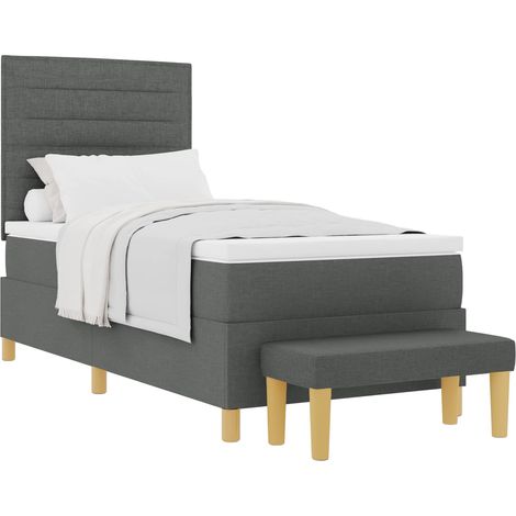 Lit simple  Lit adulte  Lit à ressorts avec matelas Gris foncé 80 x 200 cm tissu