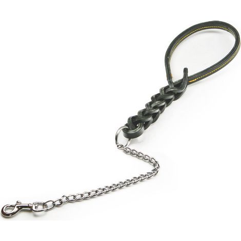 Utilia Pet GUINZAGLIO IN CUOIO TRIPLA TRECCIA CON CATENA cm. 60 col. Assortiti