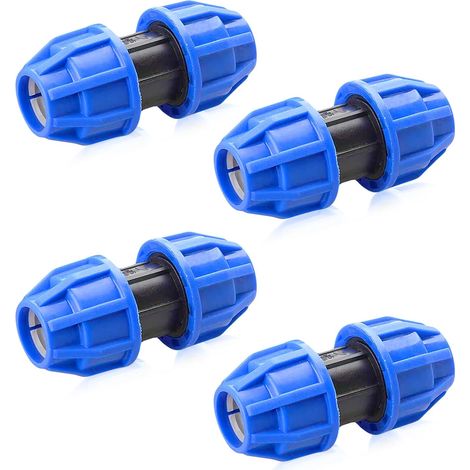 Raccord droit en polyéthylène de 25 mm x 25 mm pour tube en polyéthylène de 25 mm, couleur bleu, 4 pièces (1/5)