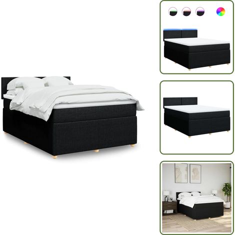 The Living Store Giroletto a Molle con Materasso Nero 140x190 cm in Tessuto - Materasso a molle insacchettate