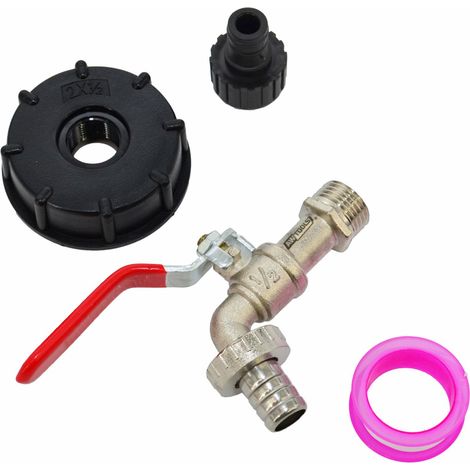 Awtools kran ogrodowy do zbiornika cynk niklowany 1/2" gwint zewnętrzny 3/4" mauzer (1/2)