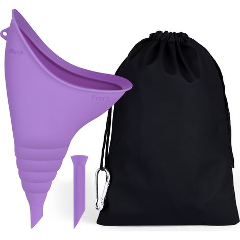 Entonnoir urinaire féminin, urinoir pliable et réutilisable en silicone pour uriner debout, urinoir portable pour les voyages, la randonnée et le camping (Violet) (1/5)