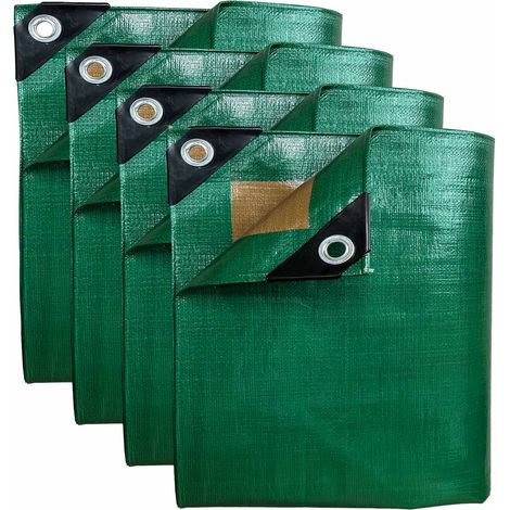 Holzlagerung-Pack KOMFORT - 4 Wasserdichte Planen TECPLAST HQ250BO - 1,5x6m (x2) + 3x5m (x1) + 2x3m (x1) - PM2BO