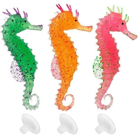 3Pcs Aquarium Ornament Flottant Hippocampe, Aquarium Decoration Artificielle Hippocampe Lumineux Decor en Silicone Petit Hippocampe pour Décoration Fish Tank Aquarium (1/5)
