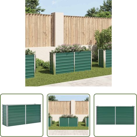 Jardinière - Lit surélevé de jardin Acier galvanisé 160x40x77 cm Vert (1/5)