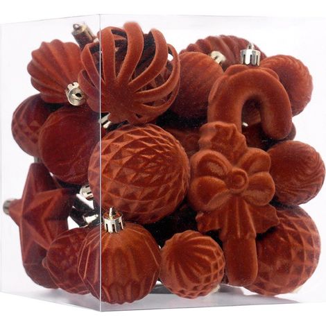Weihnachtsset mit 28 beflockten Pompons – Unregelmäßig geformte Schachtel – Weihnachtsdekoration – Wunderschöner Christbaumschmuck (1/4)