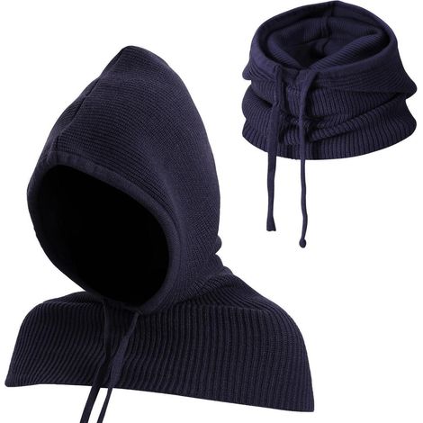2-in-1 Sturmhaube mit Kapuzenschal, winddicht, marineblau (1/5)