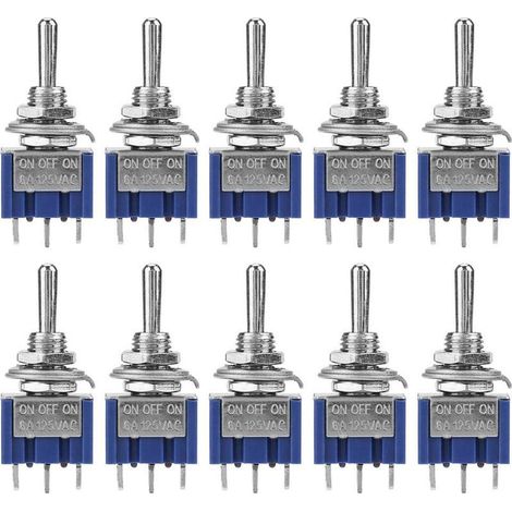 – Lot de 10 interrupteurs à bascule 6A 125VAC – Interrupteur 3 positions 3 broches – Diamètre bouton 6 mm pour projets électroniques (1/5)