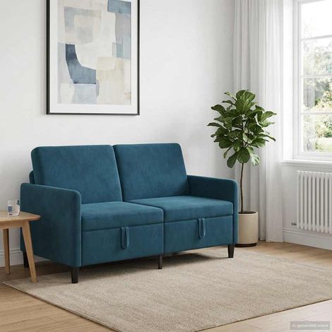 Canapé 2 places avec rangement bleu en polyester 152 x 78 x 87 cm - PANGIVO (1/5)