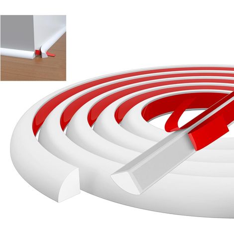 5 mètres Moulure Murale, Quart de Rond Plastique, Moulure Flexible Auto Adhesive, Joint Décoratif de Baignoire en TPE (Blanc)