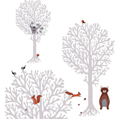 Children wallpaper wall Profhome 381341 non-woven wallpaper slightly textured with animal pattern matt brown grey white orange 5.33 m2 (57 ft2) (1/4)