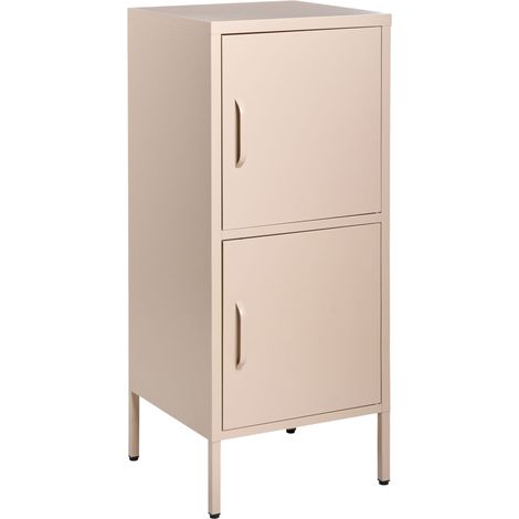 2 Door Storage Cabinet Beige Metal Home Office Unit Steel 4 Shelves HURON (1/5)
