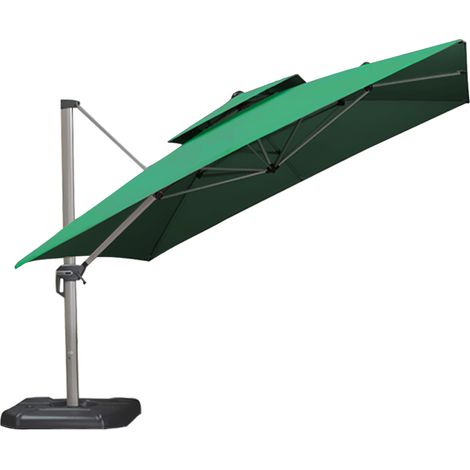 Sombrilla de jardín romana doble, modelo 3x3 m, con funda de poliéster resistente a los rayos UV e impermeable. (1/4)