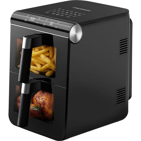 TrAdE Shop Traesio - Friggitrice Ad Aria Doppio Cestello Oblo' 11 Litri 2800w Con Schermo Digitale 13 Programmi - (1/5)