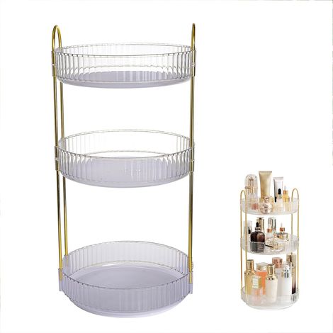 Organisateur Maquillage,Organisateur Maquillage Rotatif 360 Degrés,Présentoir Cosmétique Grande Capacité Rangement Parfum/Coiffeuse/Cosmetique pour Dresser Salle de Bain Chambre(Transparent)