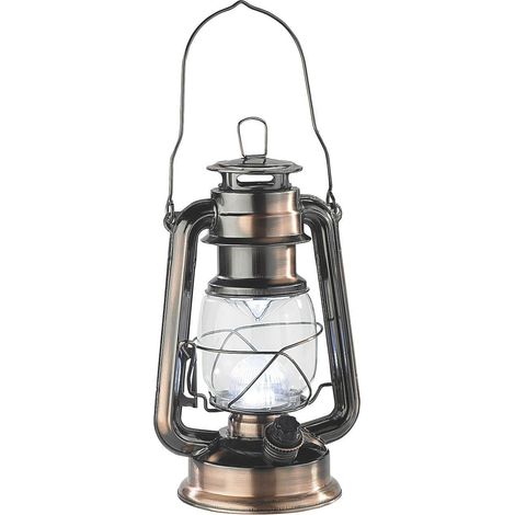 Lanterne tempête en métal couleur bronze, avec 14 LED blanc chaud dimmables (1/2)