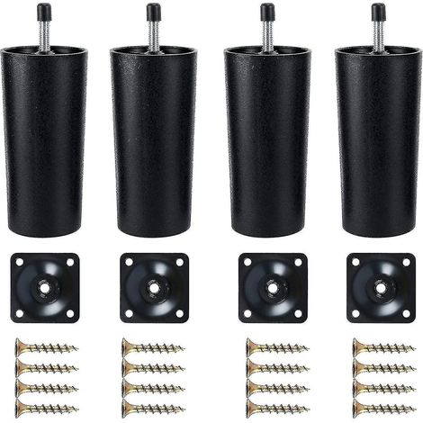 Pieds de canapé en plastique résistant à la chaleur, lot de 4 pieds de rechange pour canapé, avec plaques de fixation (1/3)