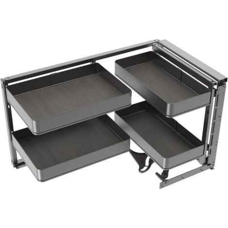Emuca Accessoire extractible Harmony pour meuble de cuisine, Droite, Acier et Bois, Gris anthracite - talla